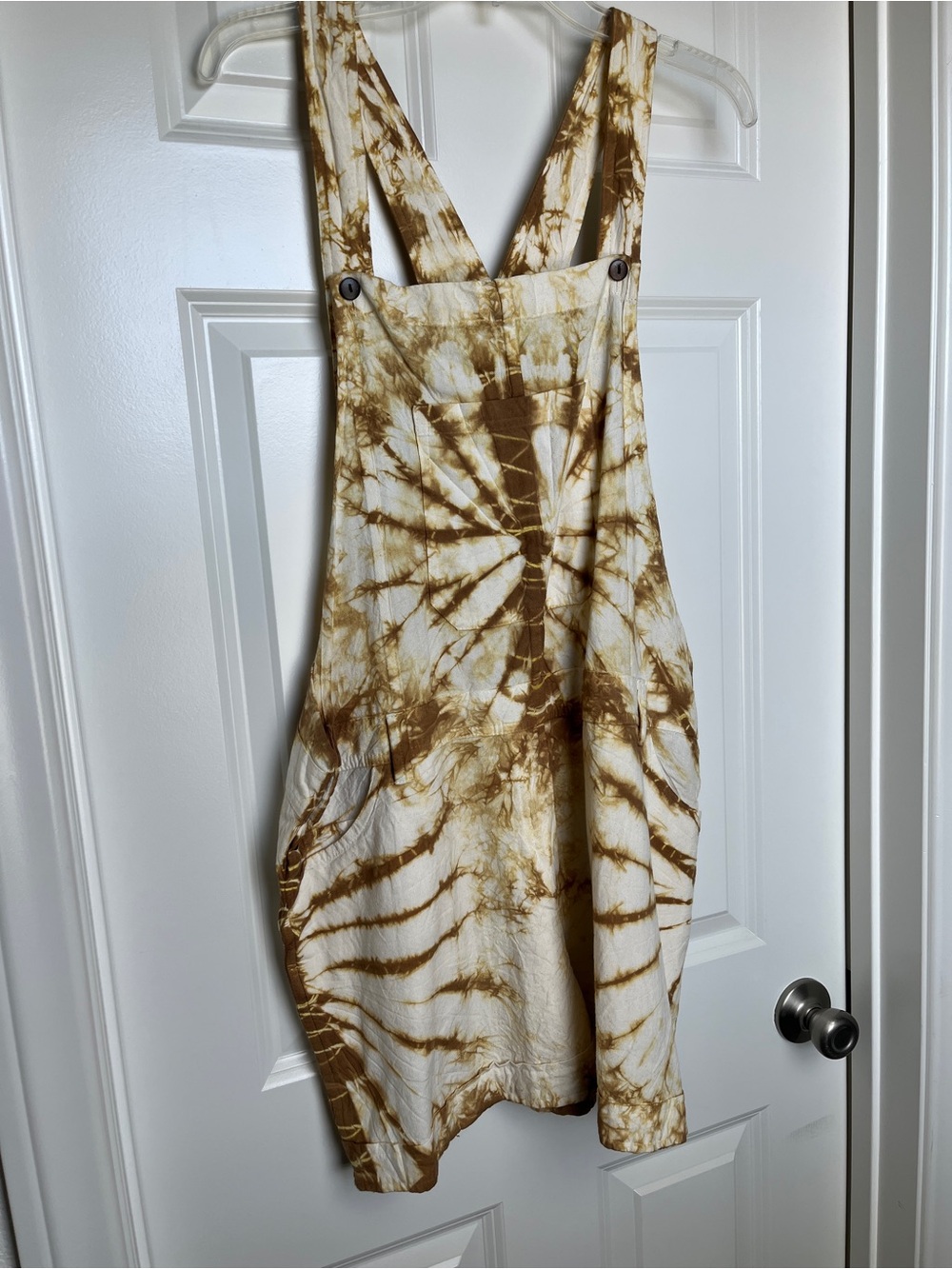 Tie-Dye Brown & Cream Mini Overalls